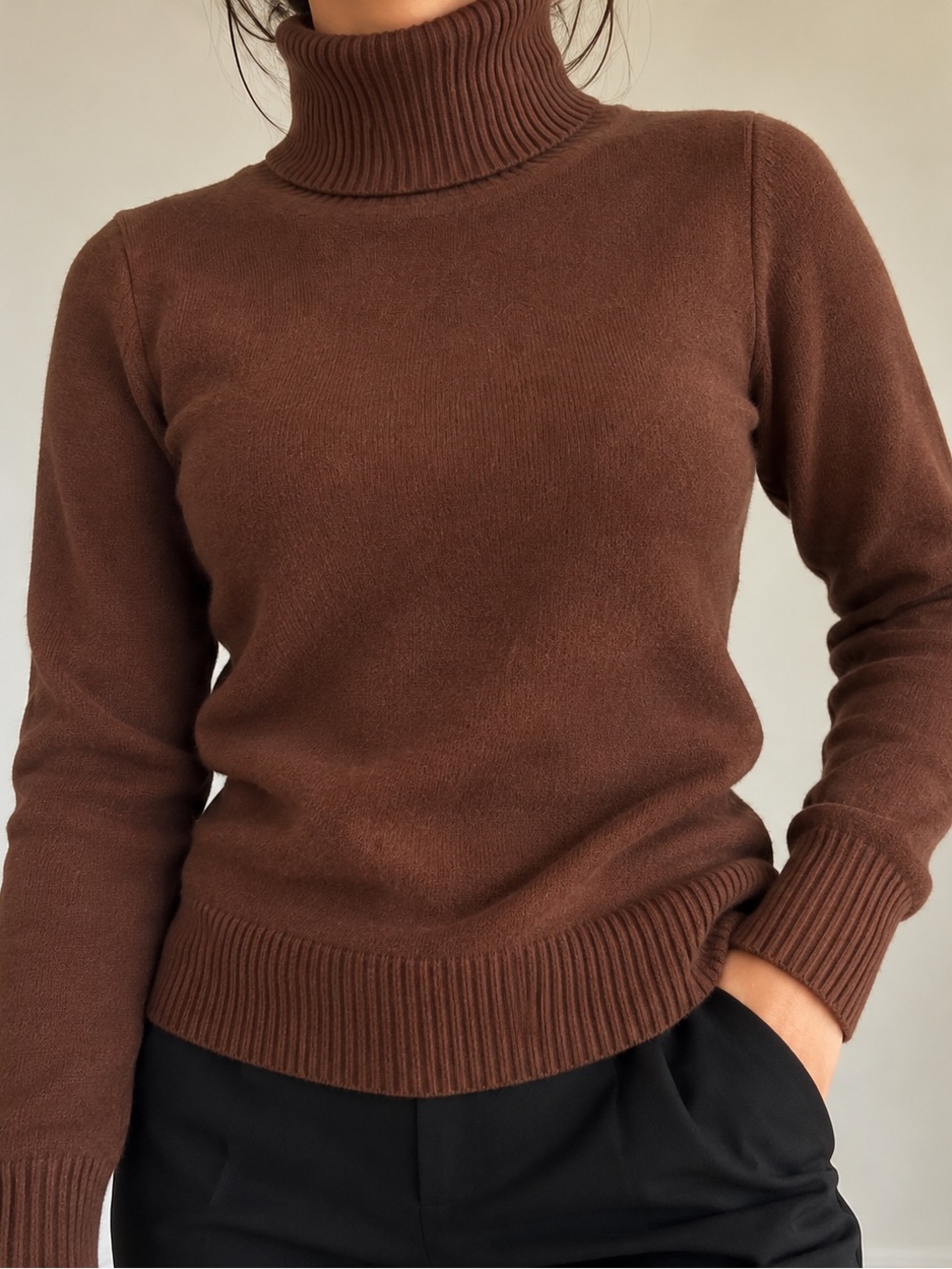 Classic Brown Turtleneck Sweater